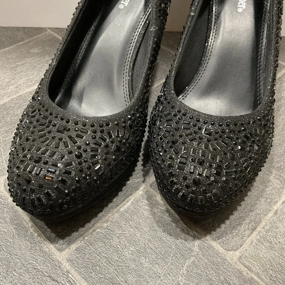 Silver Slipper Flirty Black Rhinestone Heel